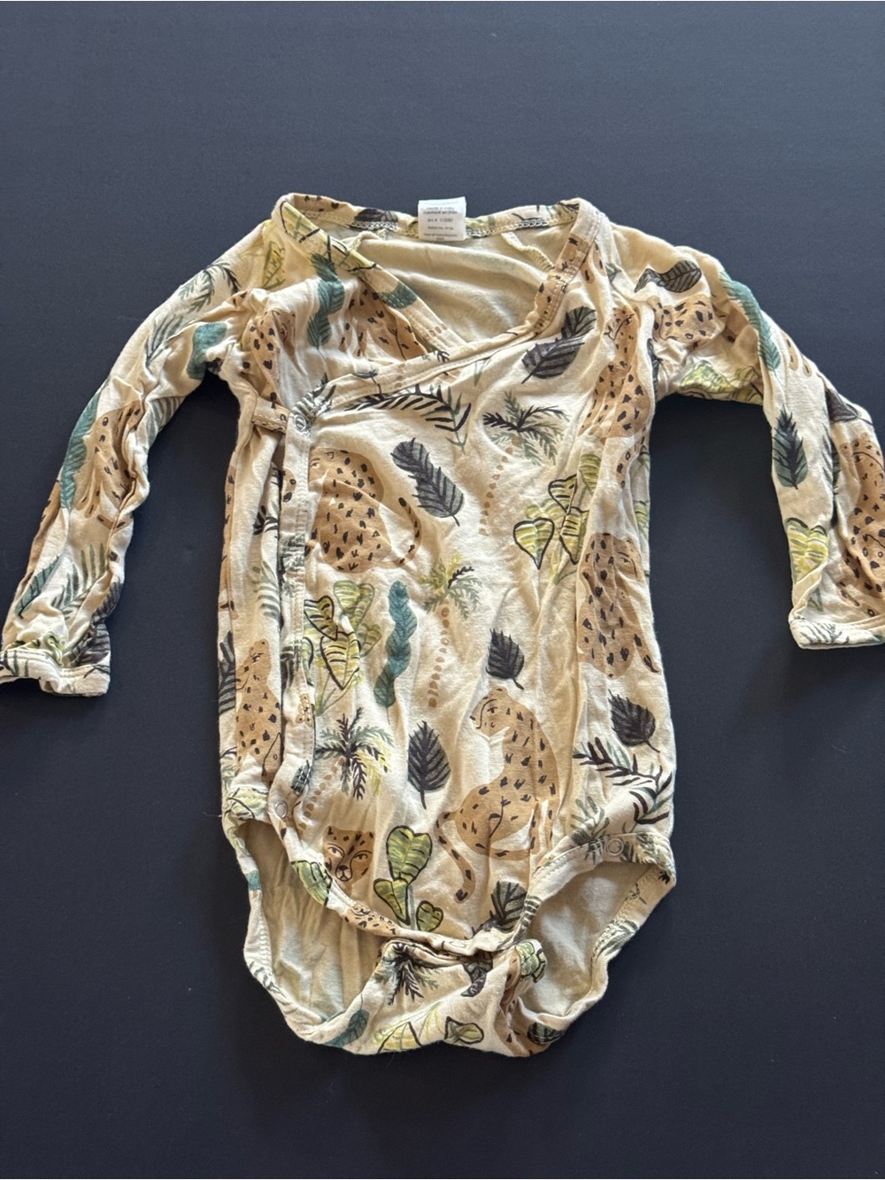 kate quinn Cream and Green Safari Print Wrap Long-Sleeve One-Piece